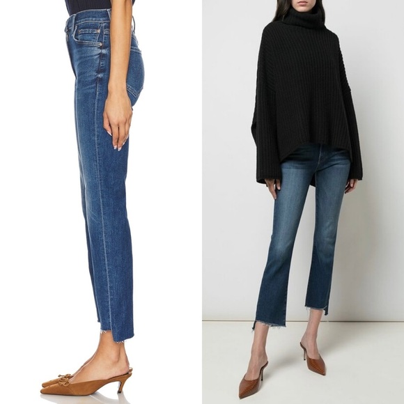 MOTHER High Rise Stretch Denim Ankle Crop Step Fray Hem Bootcut Leg Jeans 25 - Picture 4 of 12